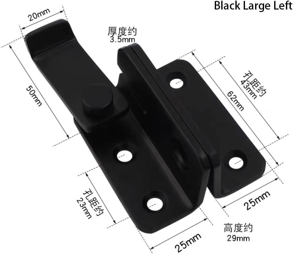 Gate latch,gate Lock, 2 Pack Loaded Toggle Latch Catch Clamp Clip RV Cabinet Door Latch for Camper Trailer Motor Home Kitchen Motorhomes Boats, (Color : Black Large Left)
