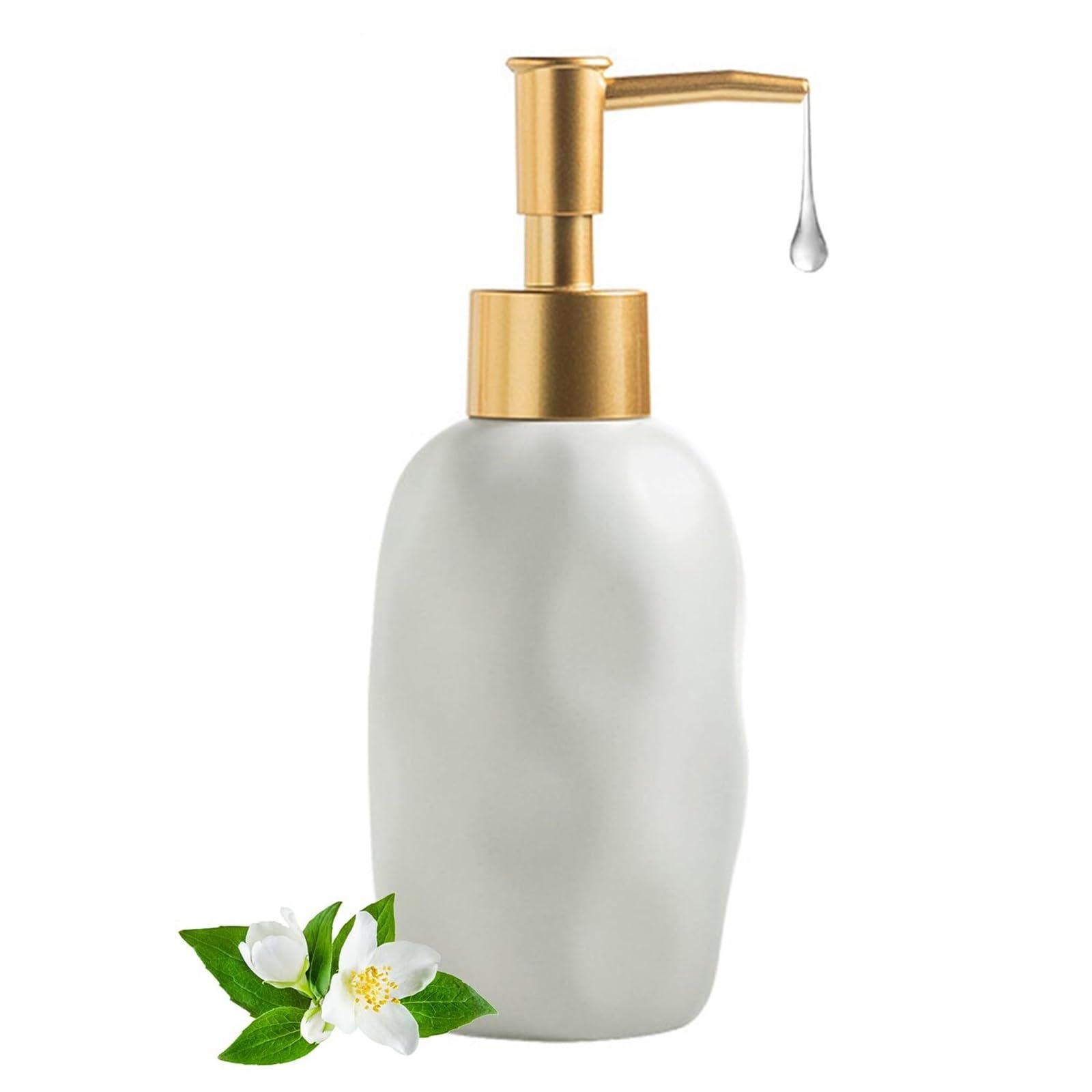 Empty Barthroom and Dish Ceramic Dispenser Kitchen Soap Decor for Counter(White)