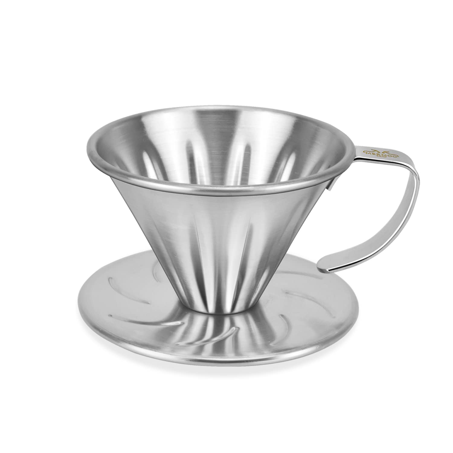 Pour Over Coffee Dripper Stainless Steel Metal Reusable Cone Coffee Filter Slow Brewing Accessories for Home Cafe Restaurants(S)