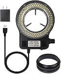 USB LED Ring Light Illuminator, 144 64 LED White Adjustable Lamp for Industry Monocular Binocular Trinocular Stereo Video Lens Microscope & Camera (USB 144 LEDs)