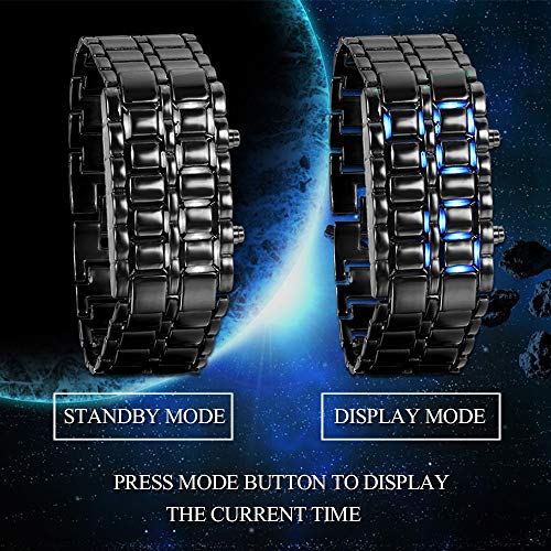Jewelrywe Novelty Lava Watches For Men Women Electronic Red Blue Led Digital Black Alloy Wristwatch #TOP3