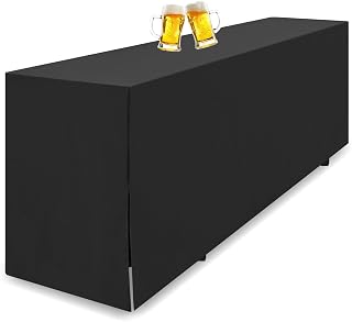 Teruntrue Funda negra para mesa de cerveza, 220 x 70 cm, de poliéster opaco, lavable, para banquetes al aire libre, color negro