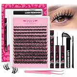 Picture of PROLASHBEAUTY Spider Lash Clusters Kit 3D Volume Lash Clusters 144Pcs Breeze Eyelash Clusters DIY Lash Extension Kit with Lash Bond and Seal Lash Remover Applicator (Sunrise,8-18mix)