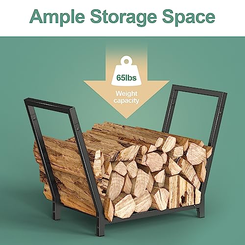 Mutool 25.6 Inch Metal Firewood Rack, Firewood Log Holder for fireplace, Fireplace Wood Storage Shelf indoor/Outdoor, Black Mutool 25.6 Inch Metal Firewood Rack, Firewood Log Holder for fireplace, Fireplace Wood Storage Shelf indoor/Outdoor, Black