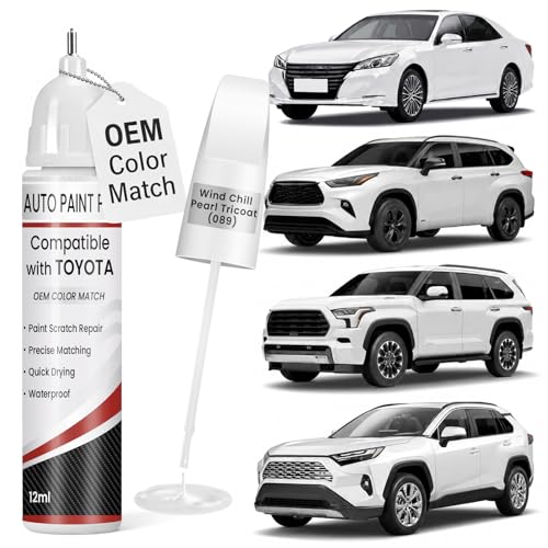 Chill Pearl Tricoat(089) Touch Up Paint for Toyota, 0.4 fl oz OEM Color Match Professional Grade Car Paint Scratch Remover for Avalon/RAV4/Camry/Corolla/Highlander/Prius/Sequoia/Sienna/Tacoma