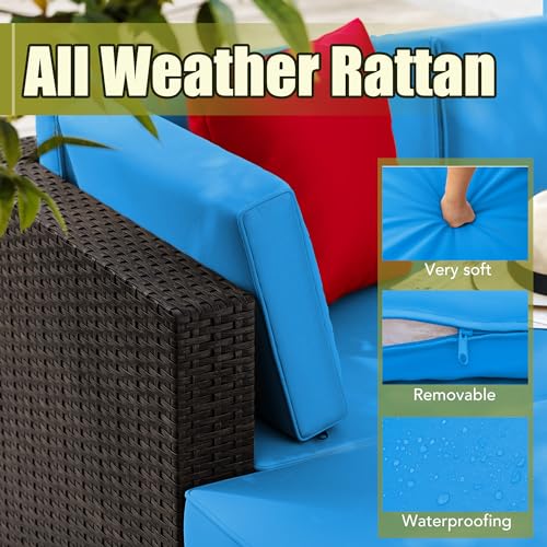 image for Greesum 5 Piece Patio Conversation Set Wicker Rattan Furniture Outdoor