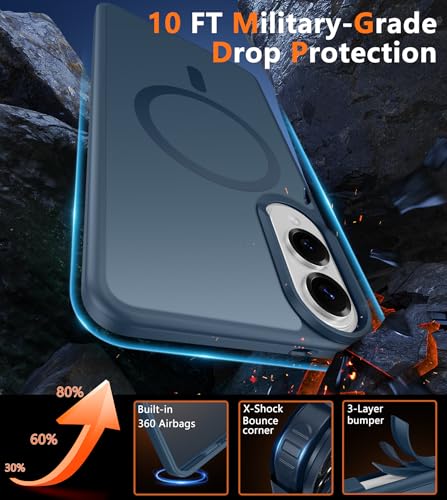 Image of FNTCASE for Samsung Galaxy S25 Edge Case, with Magsafe, Screen Protector | Translucent Matte Magnetic Back, 14FT Military Grade Drop Protection, Shockproof Protective Phone Cover, Blue