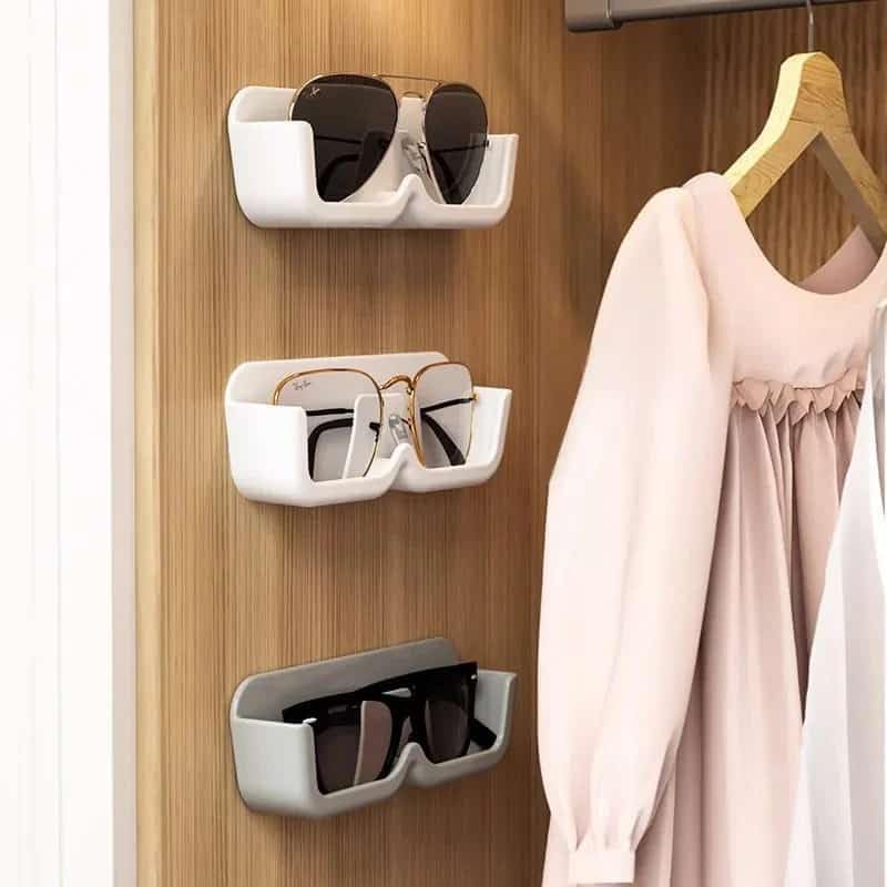 Image of Pack of 2 Specs Holder Wall Mounted /Wall Mounted Mobile Phone Holder /Storage Case For Phones with Strong Adhesive Strips /Eyewear Case Shelving /Sunglasses Display Case /Multi-Purpose Stand(White /Black)