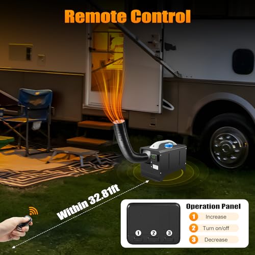 WUGMCNFBC 2KW Diesel heater, 12V Parking Fuel heater, Night Air Heater, Upgrade Smart Remote Control With Bluetooth APP Control For Truck, Boat, Car Trailer, Motorhomes, Campervans, Caravans, black - Image 5