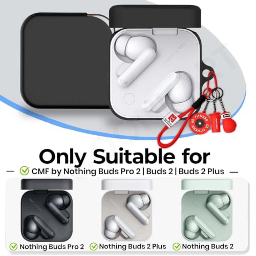 Image of Soft Silicone Case Cover for Nothing Buds Pro 2 | Buds 2 | 2 Plus with Gym Boxing Keychain (Red)
