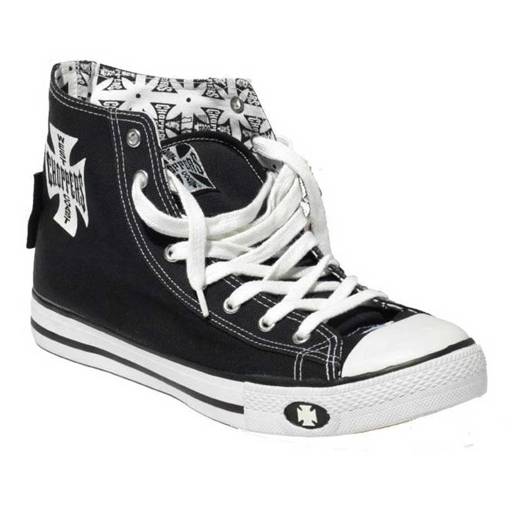 WEST COAST CHOPPERS Iron Cross Rockabilly - Sneaker da uomo, colore: Nero/Bianco