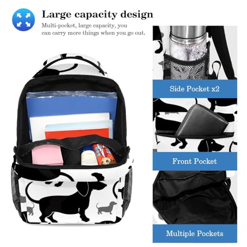Mini sac à dos teckel noir avec trousse scolaire pour enfants et adolescents