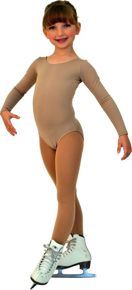 ChloeNoel Figure Skating Neutral Bodywear Long Sleeved Leotard BL02 Neutral Child Extra Extra Small