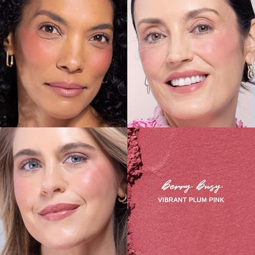 Image of Wander Beauty Hydrating Powder Blush - Lightweight, Berry Blush Makeup with a Blurring, Satin Finish - Buildable Formula with Hyaluronic Acid, Squalane & Aloe Leaf Extract - Berry Busy - 0.18 oz