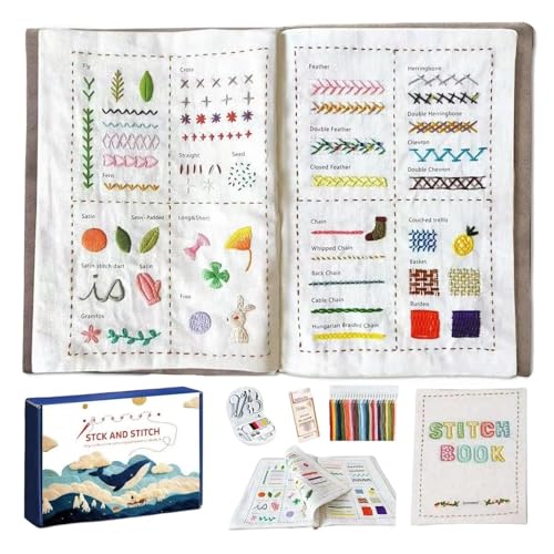Libro da cucito con ricamo, set per bricolage portatile con istruzioni passo-passo, libri da ricamo per principianti, per amanti 'artigianato, uomini, donne, ragazze, adolescenti, moglie, marito,