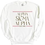 Alpha Sigma Tau Sweatshirt - Alpha Sigma Tau Greek Harmony Sorority Crewneck Sweatshirt White