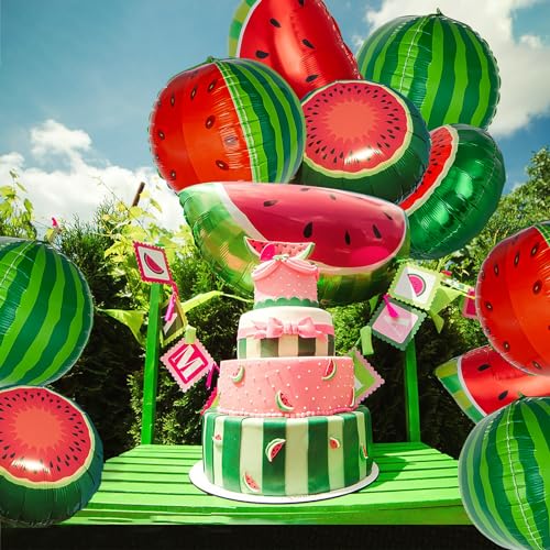 Lillbjornen FRUITBALLOON2024030503 12Pcs Watermelon Foil Balloons 4D Watermelon Party Decorations Summer Fruit Balloons thumb #2