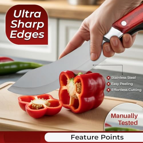 Image of ECOBSY Heavy Duty Chef Knife with Cover,High Carbon Steel Butcher Cleaver,Kitchen Chef Knives Meat,Bone,Fish and Vegetables |Professional Kitchen Cleaver for Slicing & Chopping