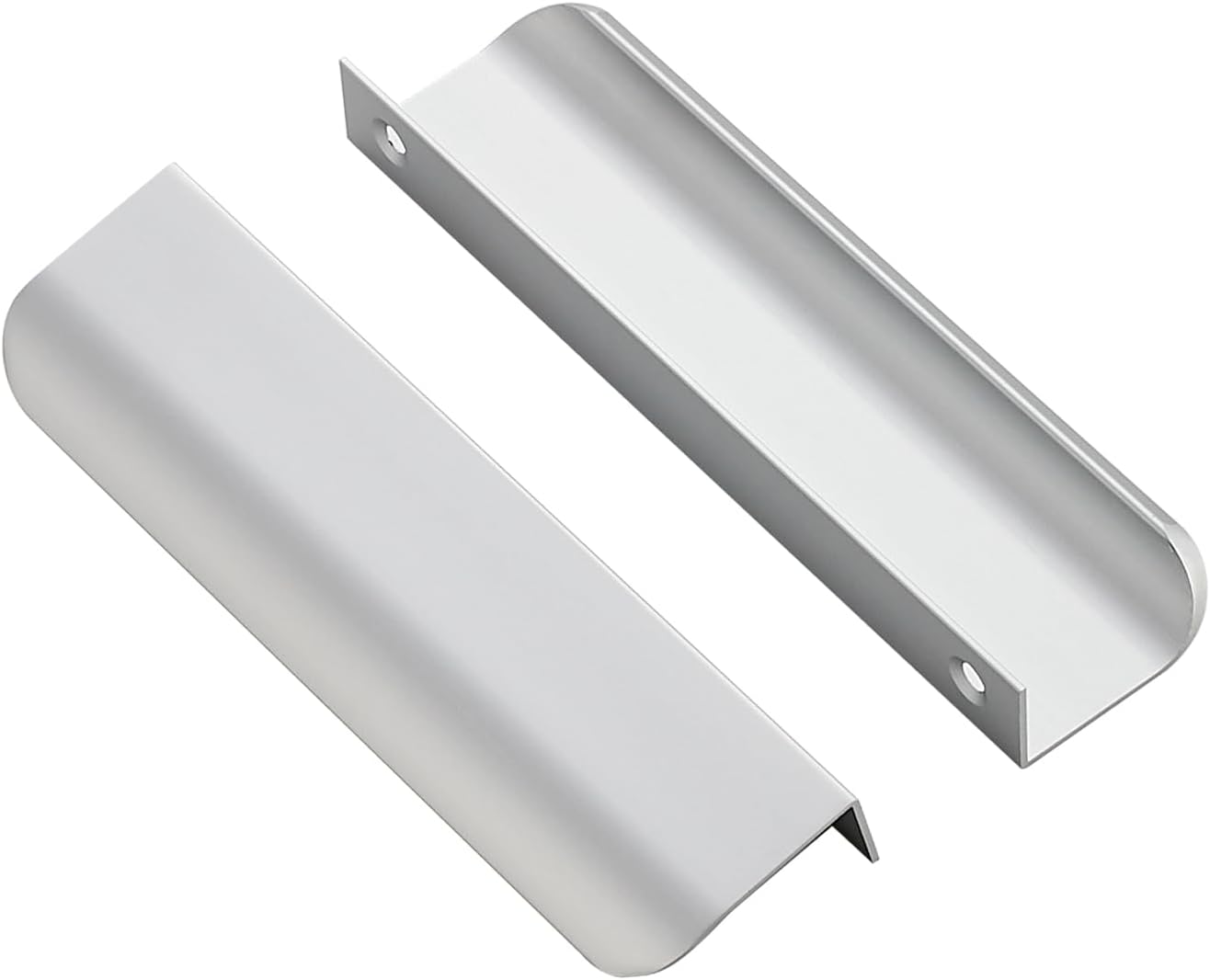 Ravinte 10 Pack Finger Pulls for Cabinets - 128mm/5 Hole Center Tab Handle, Silver Edge Pulls, Concealed Handles for Kitchen Drawer - 150mm/5.91" Length