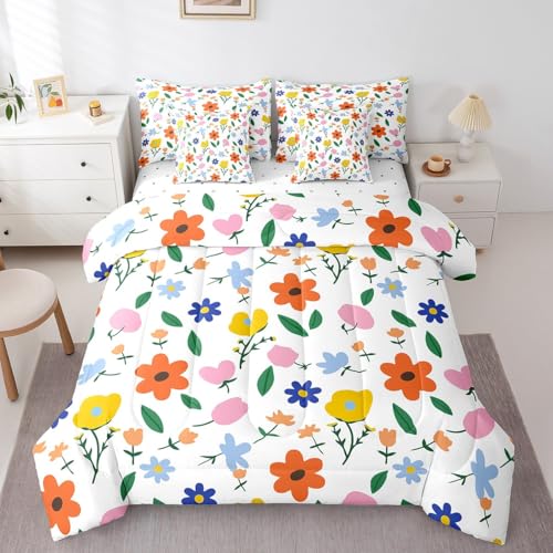 Boho Floral 7 Piece Bedding Set for Kids Girls Farmhouse