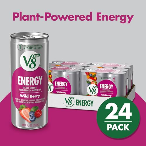 Image of V8 +Energy Wild Berry Juice Energy Drink, 8 fl oz Can (24 Pack)