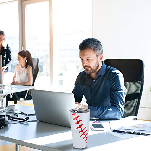 Joyclub 30Oz Baseball Tumbler Stainless Steel Double Wall Vacuum Insulated Tumbler Cup Travel Mug With Lid, Straw And Cleaning Brush #TOP6