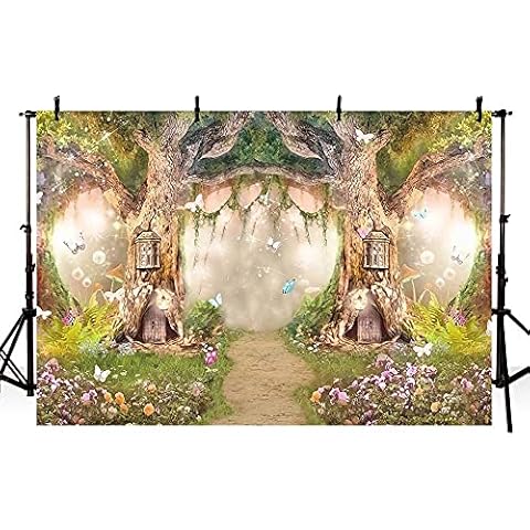 MEHOFOND 7x5ft Fairytale Forest Backdrops Wonderland Princess Photography Props Enchanted Fairy Flower Photo Background for Party Decoration Wallpaper Photo Shoots Studio Booth Cover