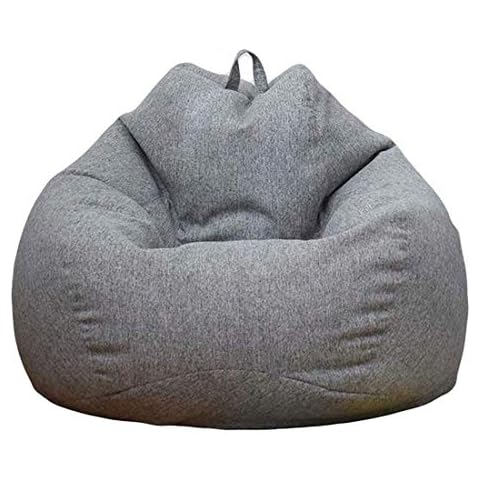 Stuffed Animal Storage Bean Bag Cover (No Filler) Extra Soft Beanbag Seat Chair Covers-Cotton Linen Memory Foam Beanbag Replacement Cover for Adults Children Without Filling Cover