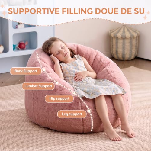 Image of HUGHEAVEN Kids Bean Bag Chair, Small Memory Foam Sofa, Ages 3+