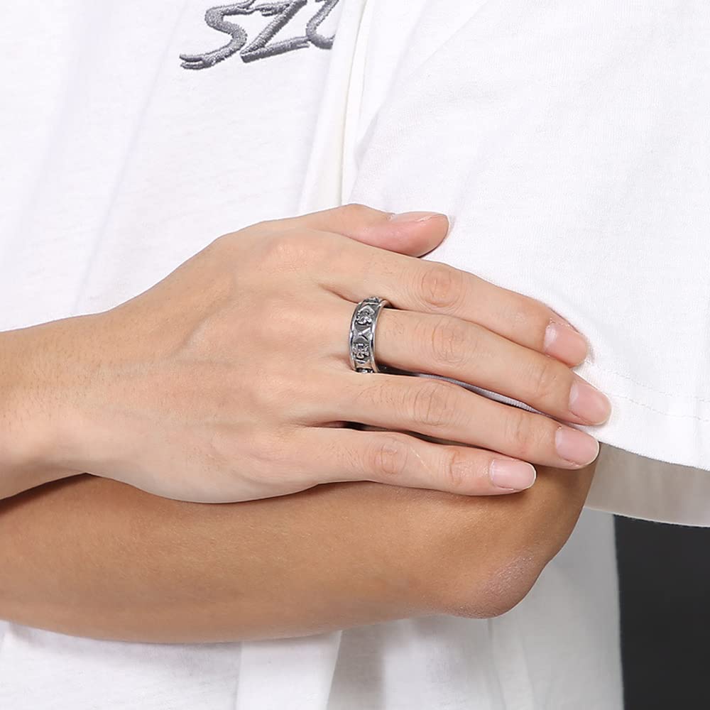 WCB1FPu Men's Retro Domineering Personality Ring Skull Stainless Steel Unisex Ring (B 12#)