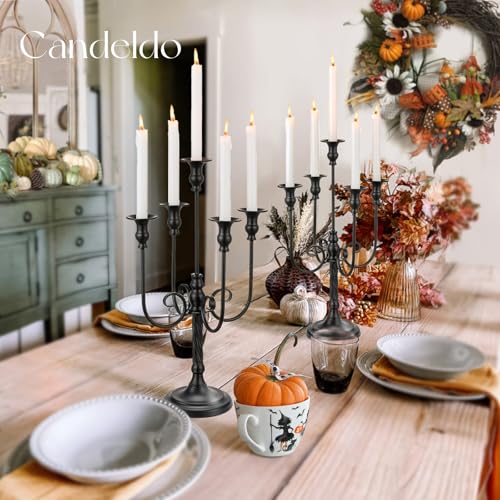 Image of Candeldo 20 Inches Black Candelabra Halloween Decorations Set of 2