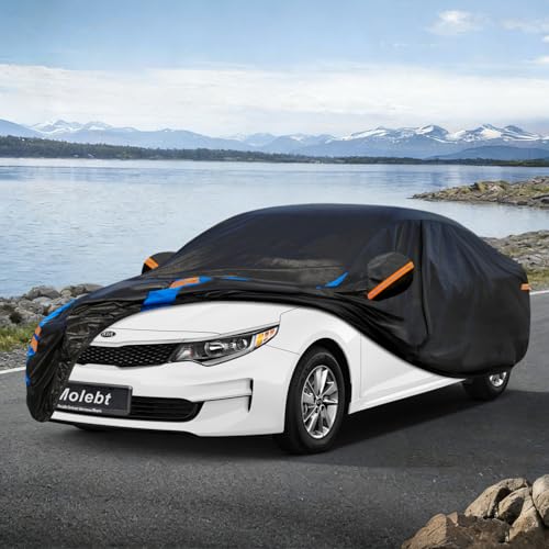 Image of Custom Fit Car Cover for Kia Optima, K5 & Stinger (2006-2026), Upgraded Waterproof All Weather Outdoor Auto Cover with Driver Door Zipper & Mirror Pockets, UV /Snow /Dust Protection