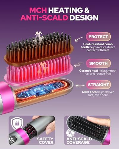 Image of Cordless Hair Straightener, Portable Travel Ionic Hair Straightening Brush