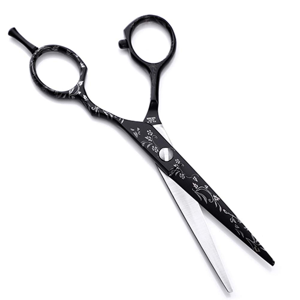 Ciseaux De Coiffure Professionnels, Ciseaux De Barbier De Salon, Kit De Ciseaux De Coupe De Cheveux Extra Tranchants pour Salon De Coiffure, Maison Ou Voyage, Motif Noir, 6,0 Pouces