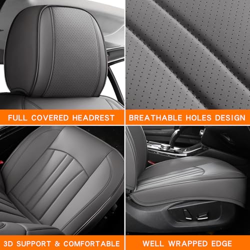 Image of MINGBRON Car Seat Covers Front Seats, Comfortable Leather Car Seat Covers, Waterproof Front Seat Covers for Cars, Luxury Automotive Seat Protecor Covers for Most Sedans SUV Pick-up Truck (Gray)