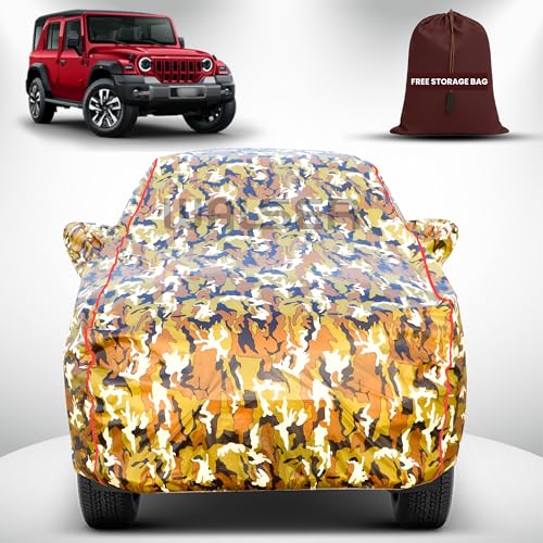 Image of Walser Tarpaulin Car All-Weather, Waterproof Car Cover, 100% Weatherproof Half Garage, Car Cover Outdoor, Size 6 Estate Black (Multicolor, Thar Roxx)