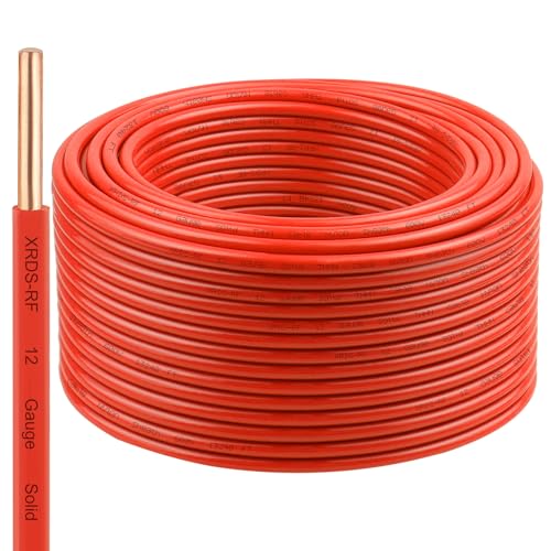 Image of THHN Wire 200 FT, Single Bare Copper Conductor, 12AWG Red Electrical Wire, Solid Building Wire 600V Nylon Sheath Cable for Indoor /Outdoor Applications
