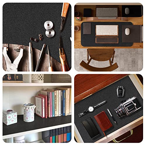 Image of Shelf Liner Kitchen Drawer Liner Cabinet Liners Non-Adhesive Refrigerator Liners with Waterproof Durable Table Place Mat for Cupboard Shelves Pantry Bathroom Drawer Tool Box-Black, 24 x 236 inches