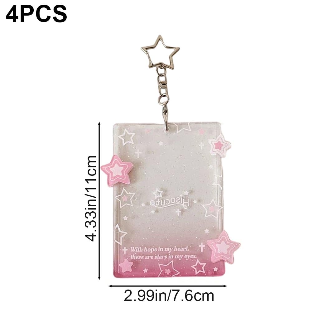 Lot De 4 Porte-Cartes Photo Star, Porte-clés Transparents Y2k, en Acrylique, Mignons, pour Album Photo