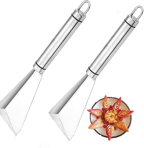 Miniatura 1 de QFC Cuchillo de tallado de frutas herramienta de acero inoxidable con canal antideslizante herramienta de tallado de frutas en forma de V accesorios