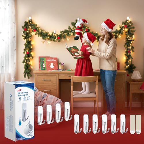 Image of TAILI Hooks for Hanging,10 Small Hooks & 12 Adhesive Strips Holds up 1.1 lb