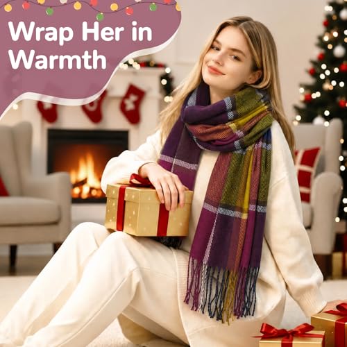 Image of Loritta Winter Scarf for Women, Long Plaid Shawl Wraps Scarves Gifts