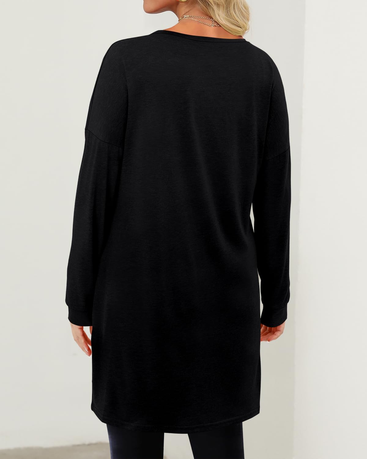 KISSMODA Women's Long Sleeve Tunic Tops Fall for Leggings Casual Long Tunics with Pockets T Shirts Loose S-3XL - Image 4