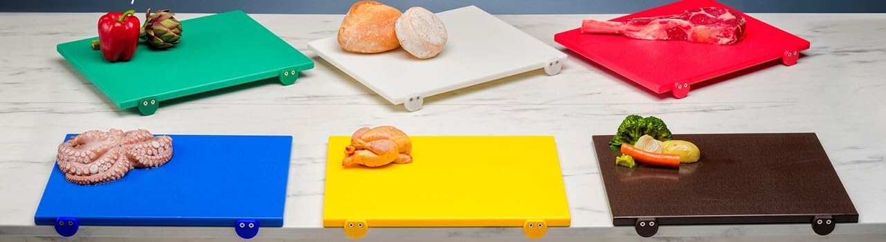 Facilemarket Tabla de cortar de polietileno marrón, 50 x 30 x 2 cm de grosor, profesional con pestillos