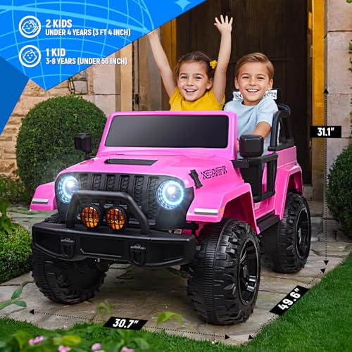 Joywhale 24V Kids Ride on Truck 2 Seater 4WD Battery Powered Motorized Car for Kids 3-8, with 300W Powerful Engine, 7AH Big Battery, Soft Braking, 2.4G Remote Control, Suspension & Car Cover