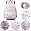 KESUDE Schulrucksack Mädchen Teenager, Groß Schul Rucksack Multi-Tasche Wasserdicht Schulranzen Rucksack Daypacks Backpack School bag Schultasche für Mädchen Damen, Weiß Lila #3