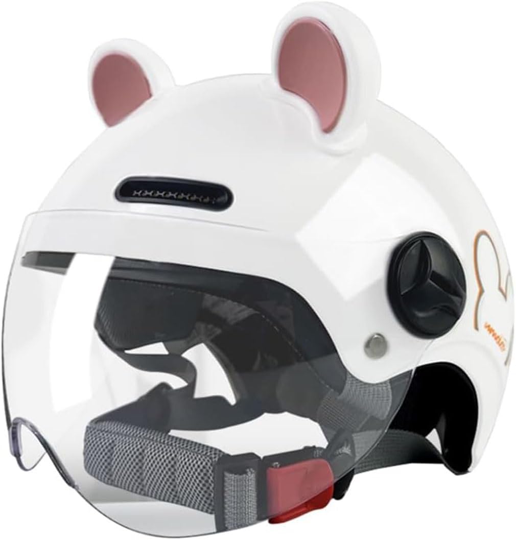 Kids Cute Motorcycle 3/4 Half Helmet with Cat Ears,DOT Approved Toddler Scooter Vespa Helmet,Child Street Dirt-Bike Go-Kart ATV Helmet for Boys Girls