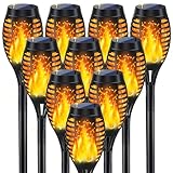 10Pack Solar Lights Outdoor, Solar Torch Lights Outdoor Flickering Flame for Halloween Decorations, Waterproof Garden Light Solar Powered , Torches Flame Light for Outside Halloween Decor Yard Garden