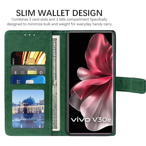 Image of Amazon Brand- Solimo Flip for Vivo V30e 5G (Leather Green)