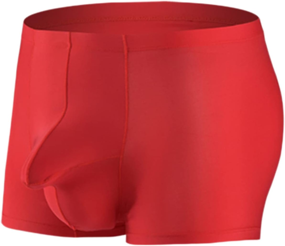 Andongnywell Men's Ice silk separated pocket Underwear Micro Modal Trunks Separate Pouches with Fly 3 Pack